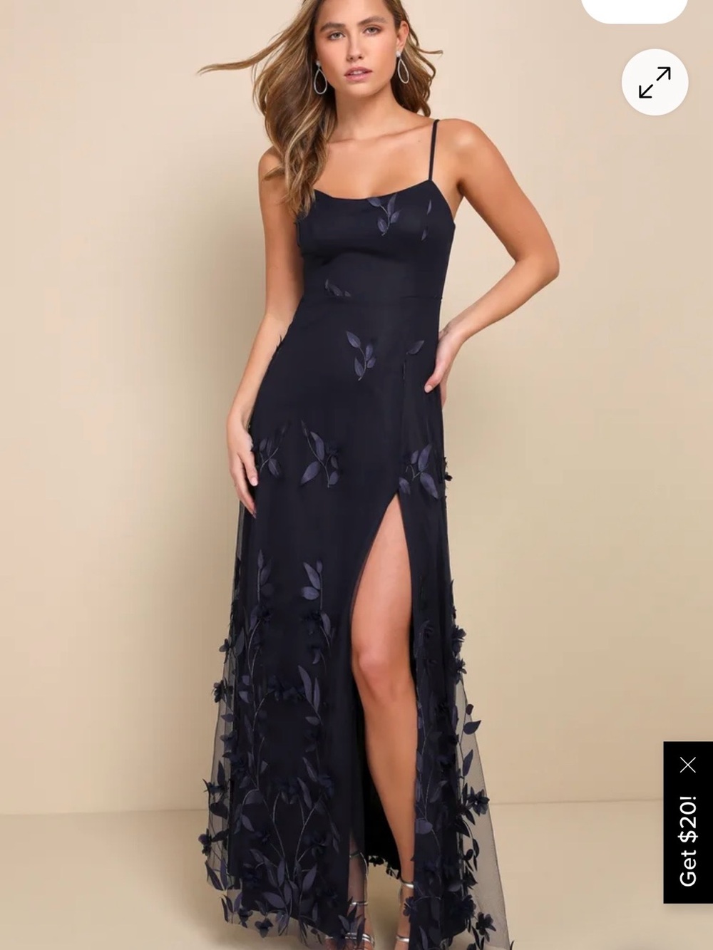 Lulu's Abundant Charm Navy Blue 3D Floral Applique Max
Dress